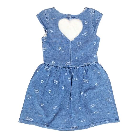 Carters - Denim Look Knit Dress with Heart Cut Out Size 5T - Picture 3 of 6